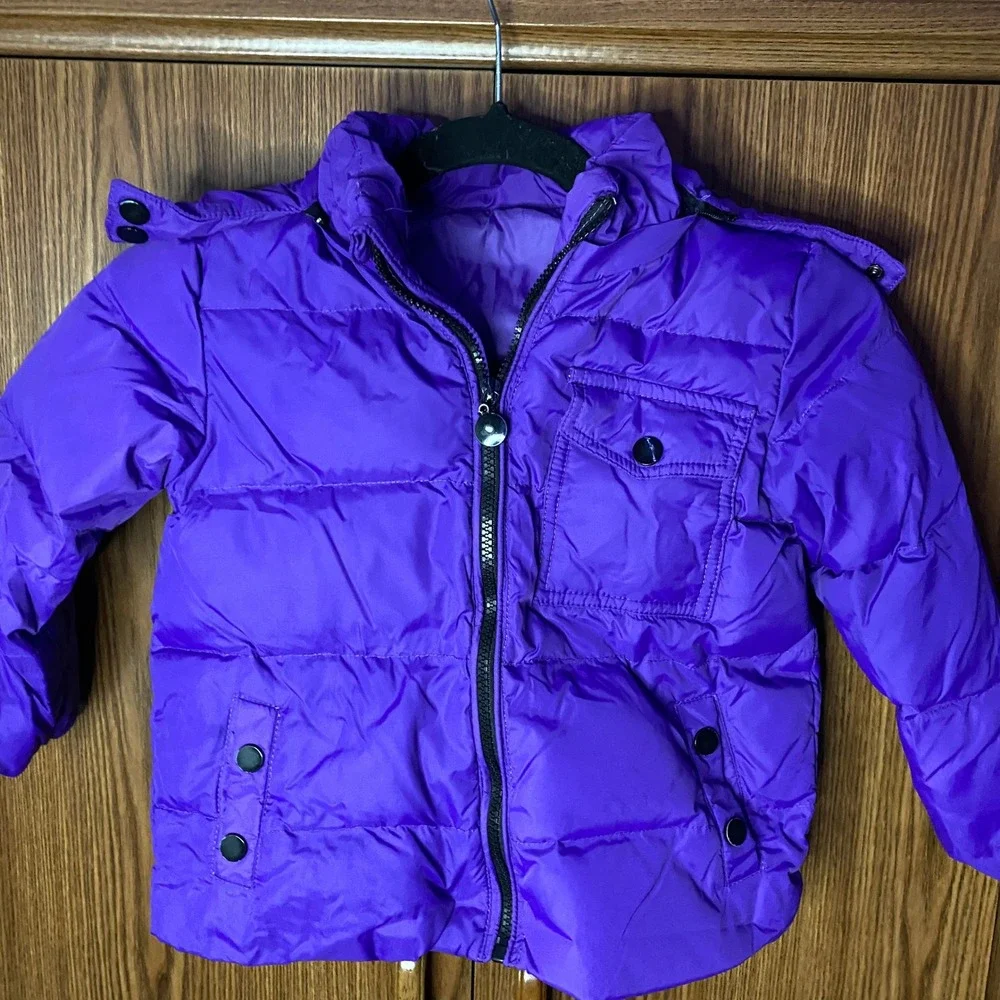 JiAmy 2 piece Snowsuit Kids Size 3T Purple Down Puffer Jacket and Bib Overalls